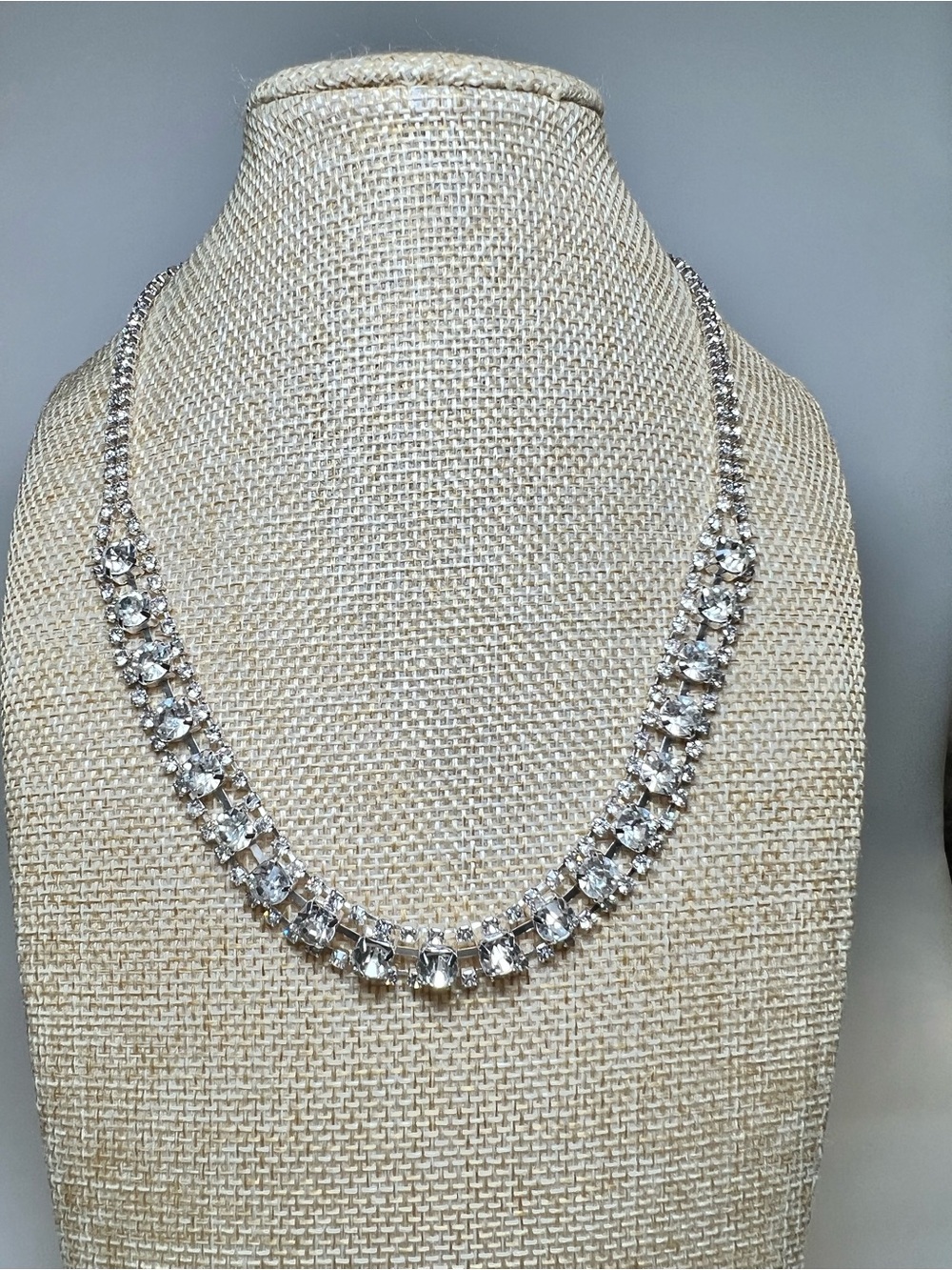 NEW GIVENCHY $78 multi-row silver tone faux diamond statement glam necklace